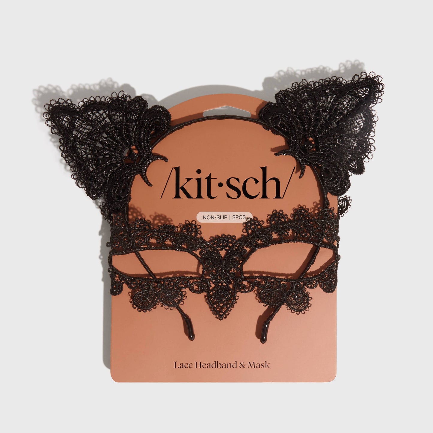 Lace Headband & Mask 2pc Set - Black Cat