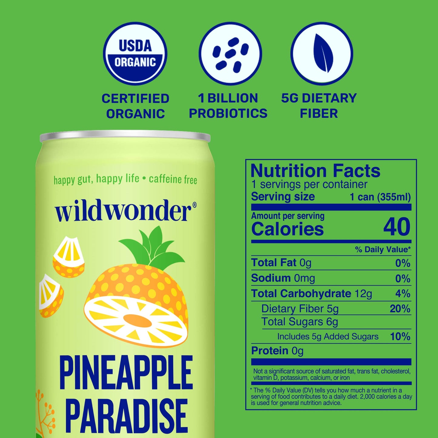 Pineapple Paradise Sparkling Prebiotic + Probiotic Drink
