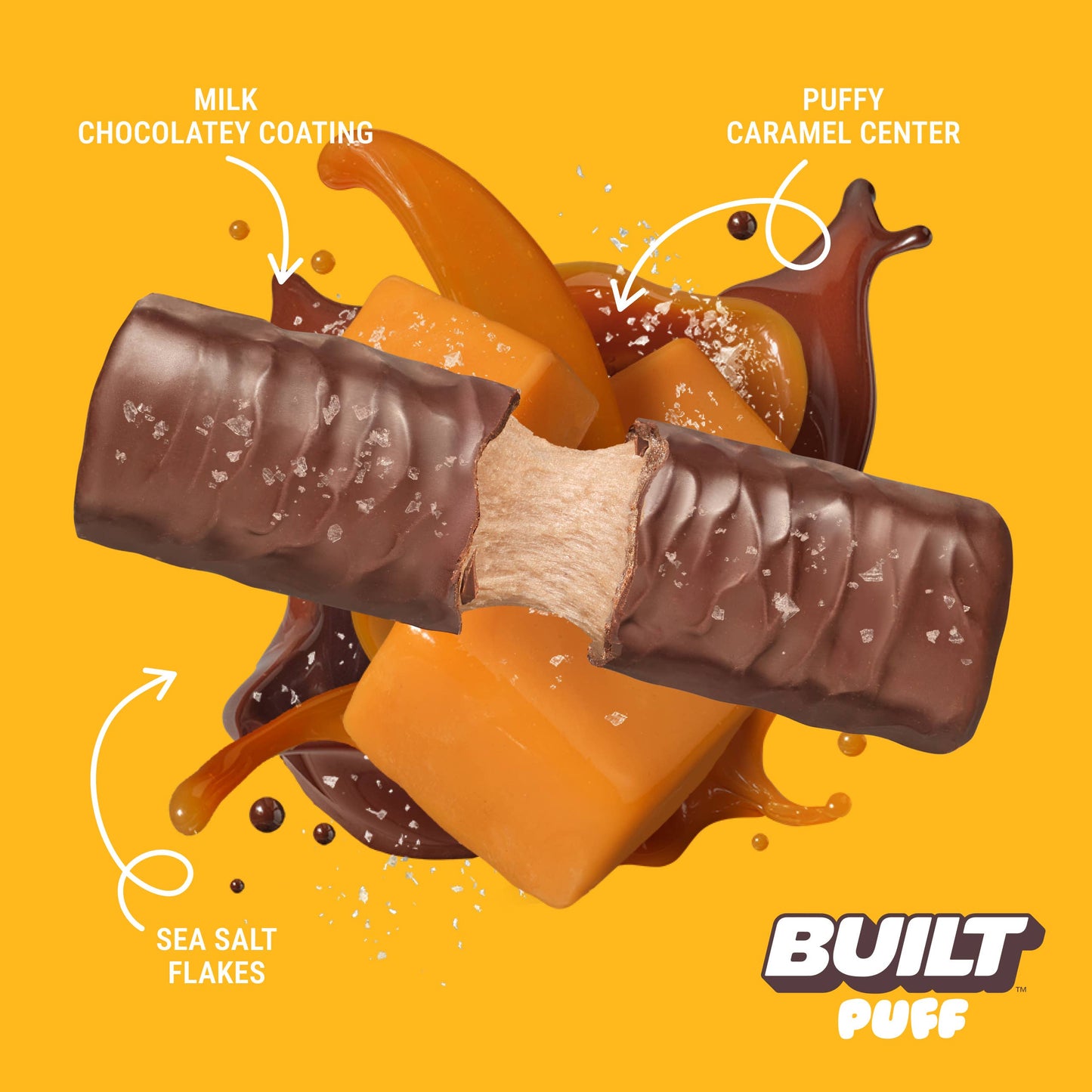 BUILT Puff Protein Bars, Salted Caramel, 12ct Box
