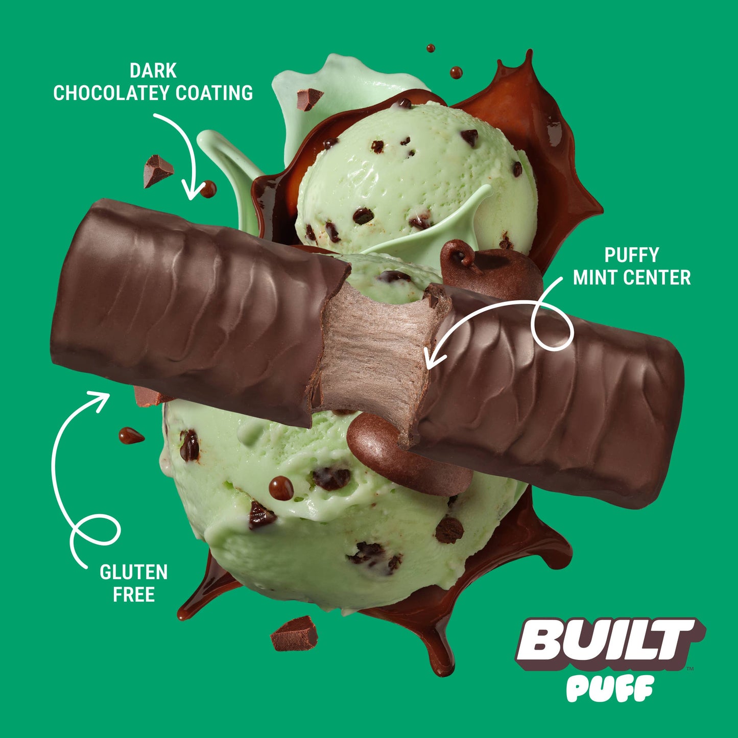 BUILT Puff Protein Bars, Mint Chip, 12ct Box