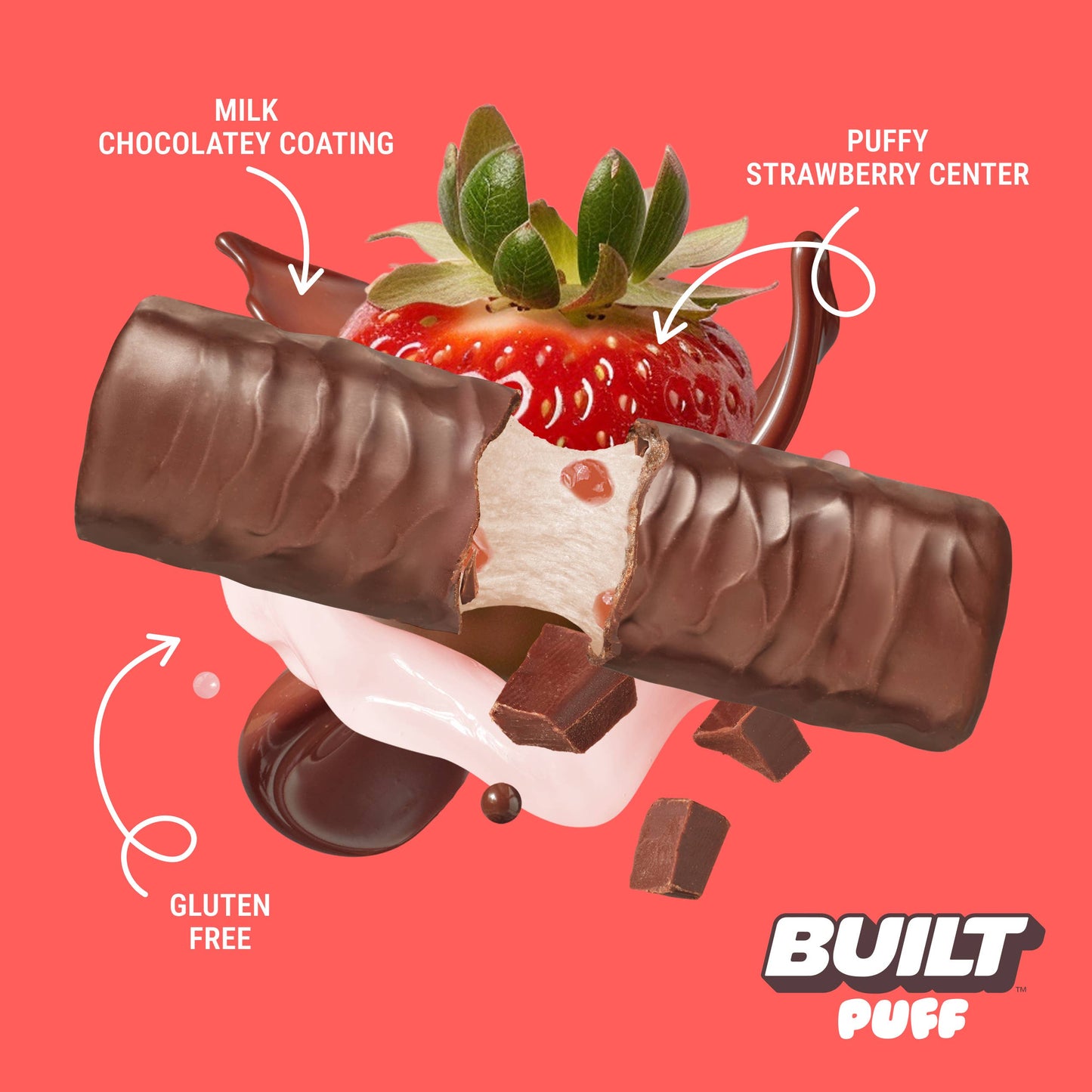 BUILT Puff Protein Bars, Strawberries 'N Cream, 12ct Box