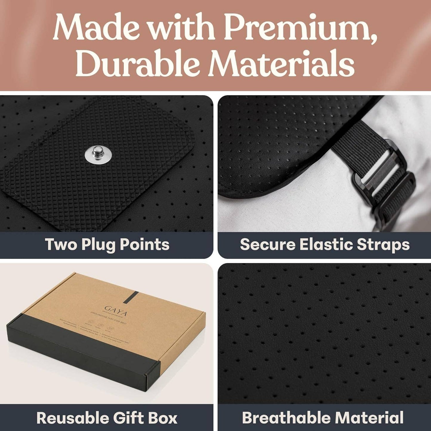 King, Queen, Full Leather Sleep Improving Grounding Mat: King