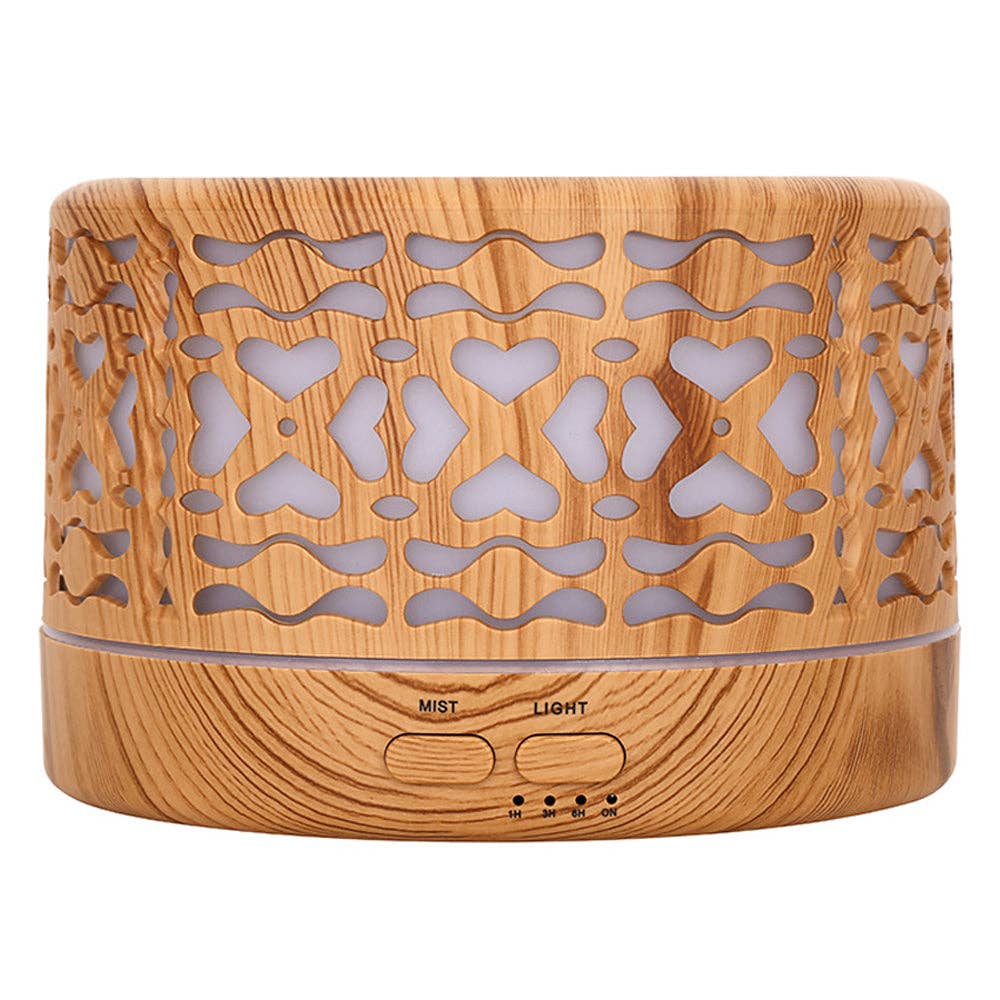 Designer 700ml Ultrasonic 5 in 1 Home Diffuser, Hearts: Dark Wood