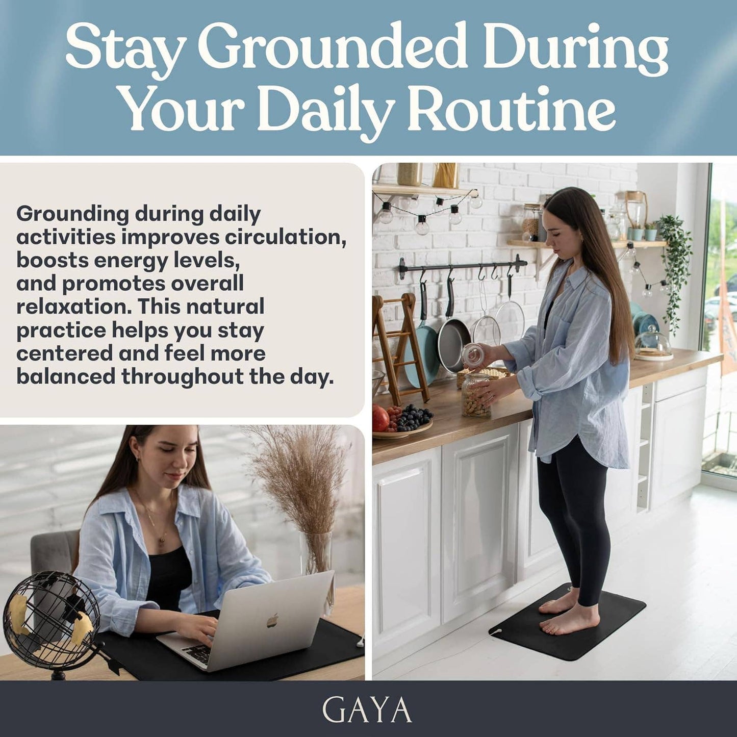 Black Sleep Improving High-Quality Durable Grounding Mat