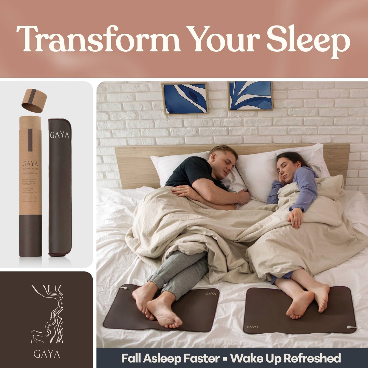 Brown Sleep Improving High-Quality Durable Grounding Mat: Brown