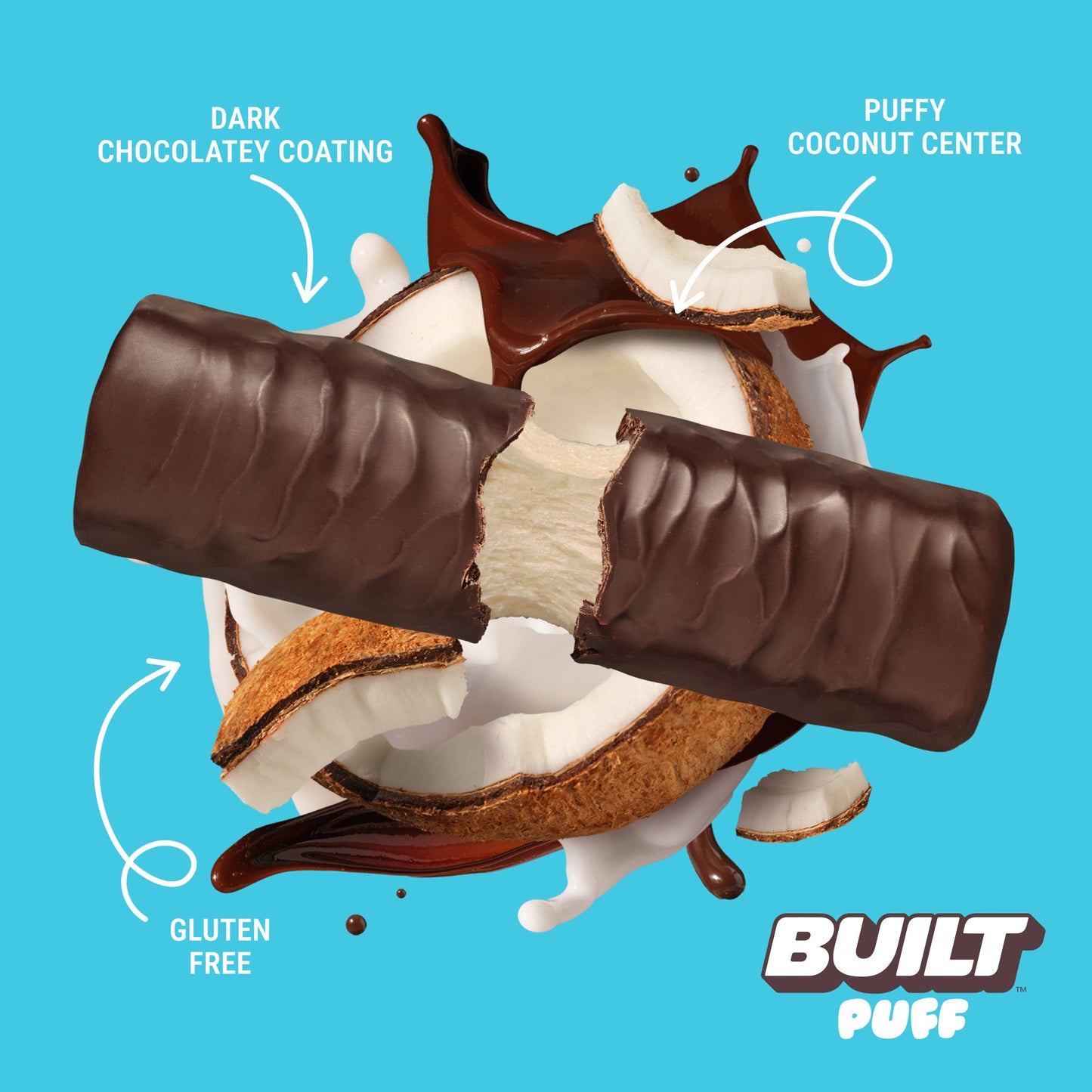BUILT Puff Protein Bars, Coconut, 12ct Box