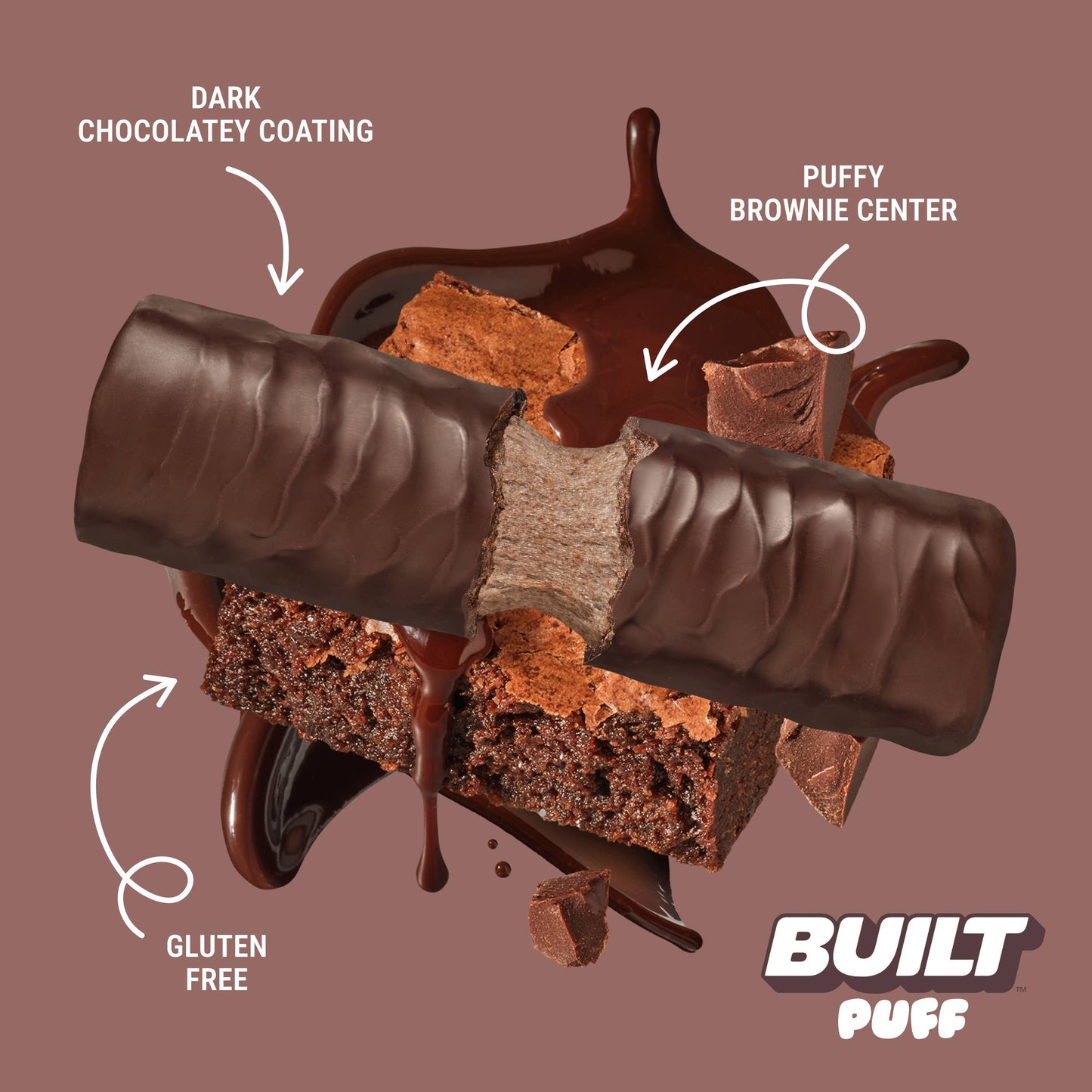 BUILT Puff Protein Bars, Brownie Batter, 12ct Box