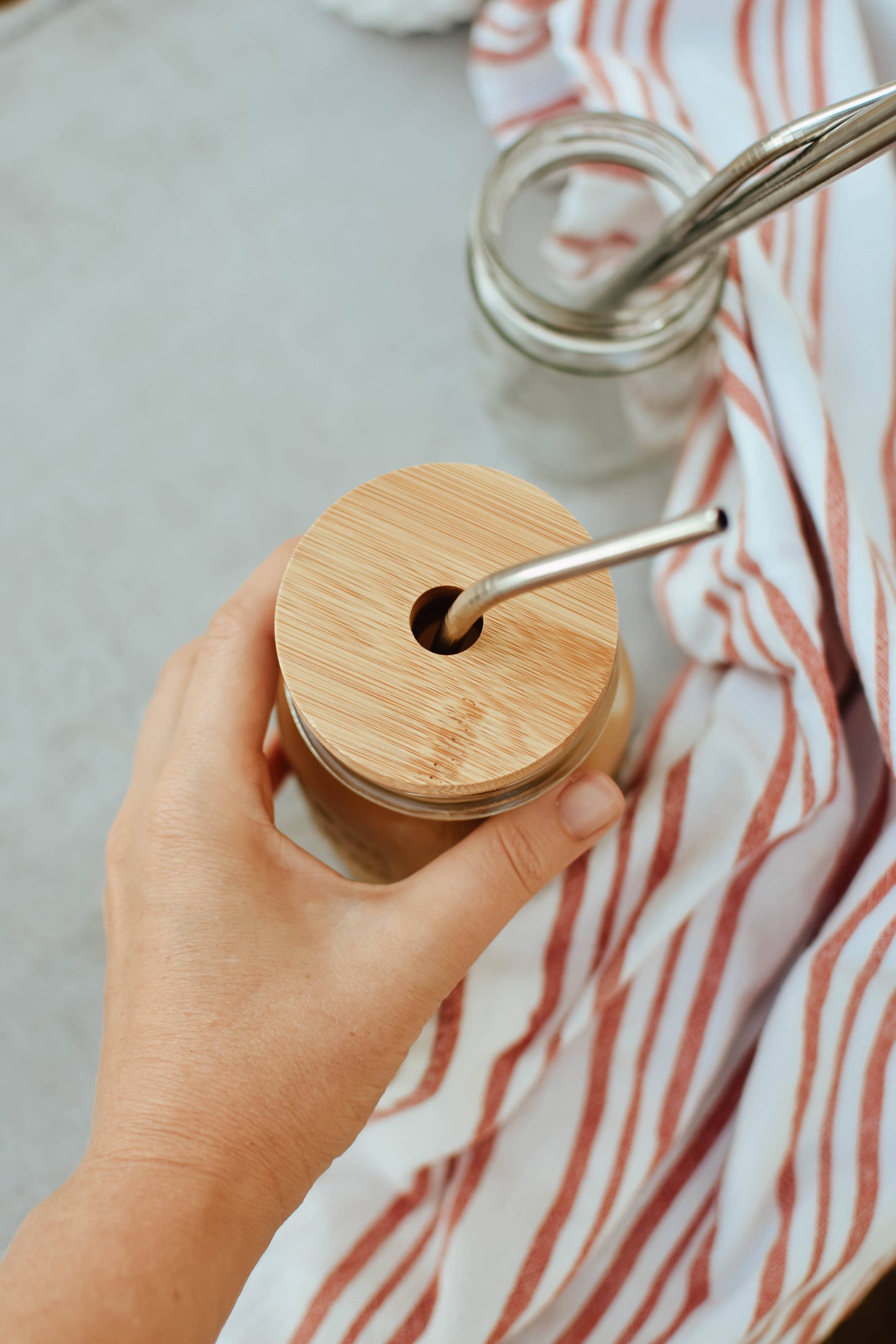 Bamboo Jar Lid WideMouth - WITH HOLEJars not included (Copy)