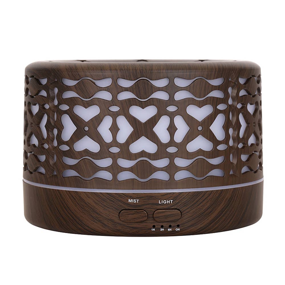 Designer 700ml Ultrasonic 5 in 1 Home Diffuser, Hearts: Dark Wood