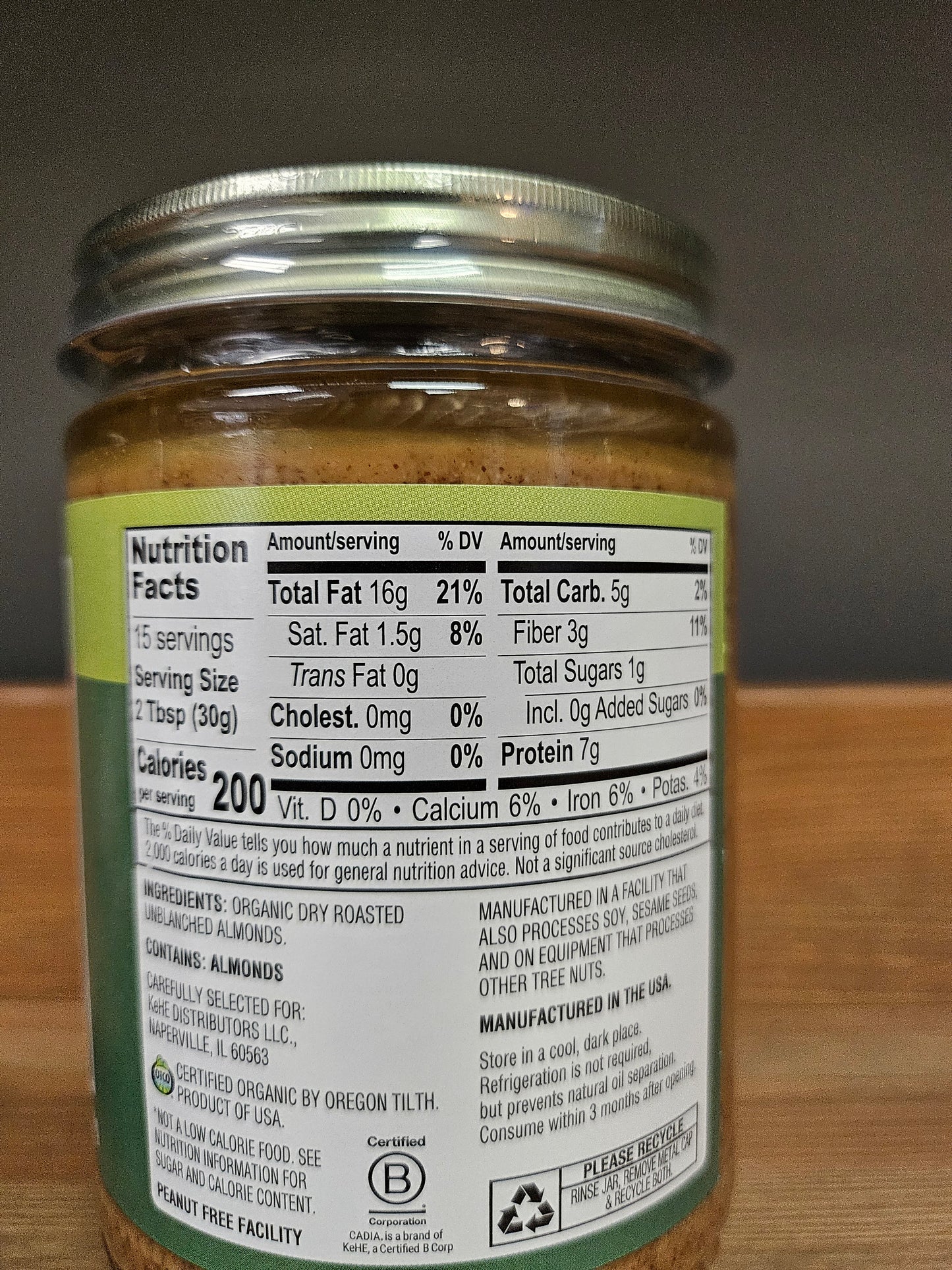 Cadia Organic Creamy Almond Butter