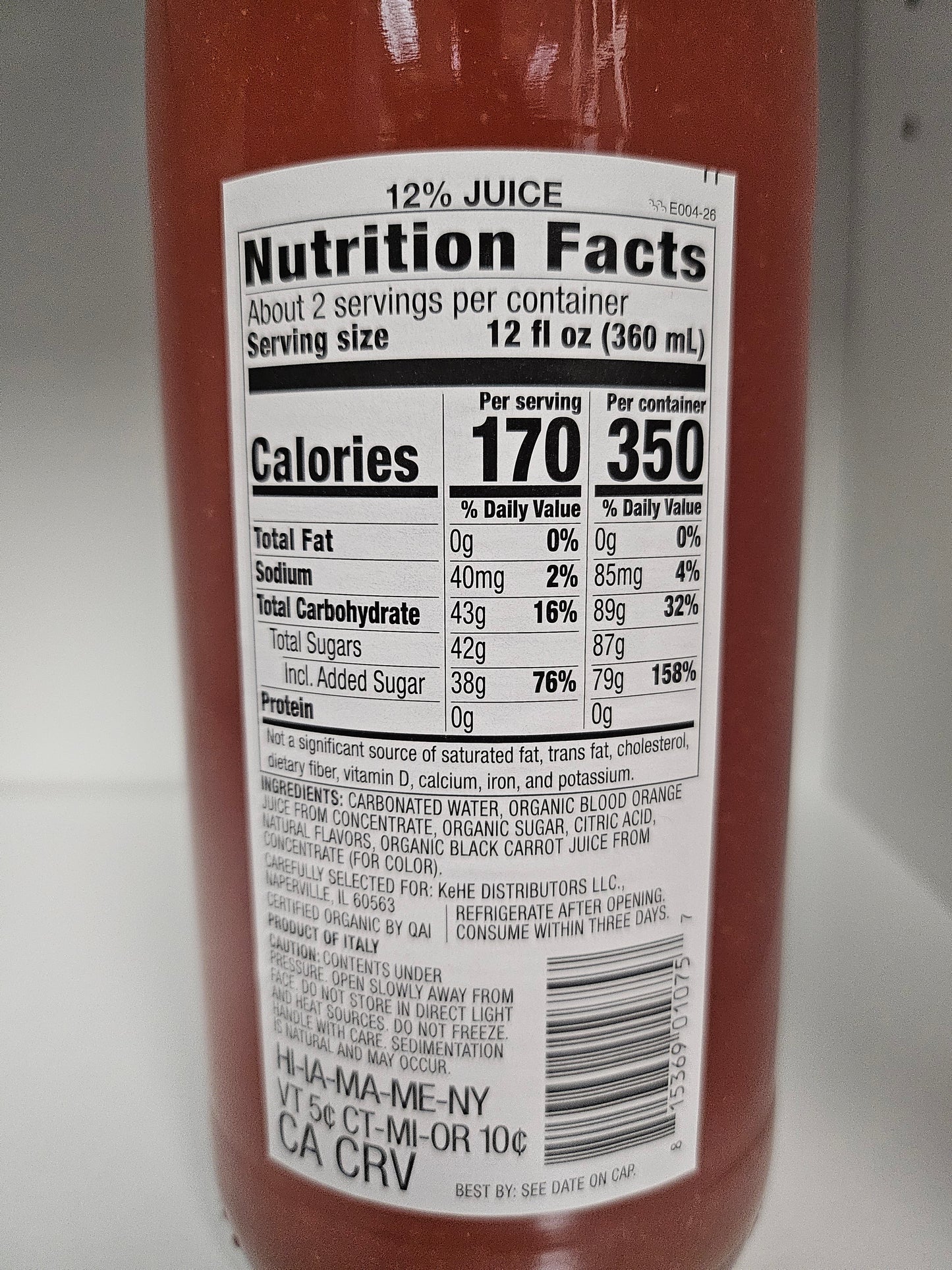 Cadia Sparkling Italian Soda Blood Orange