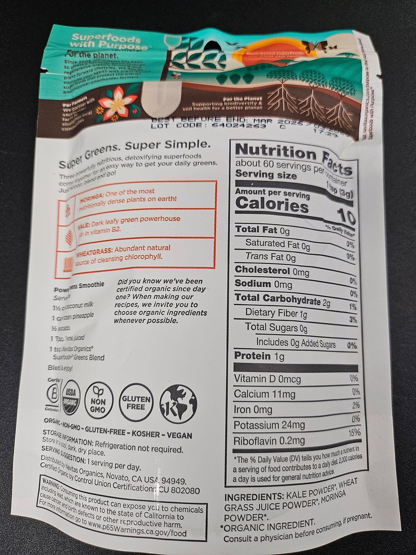 Navitas Organics Superfood Greens