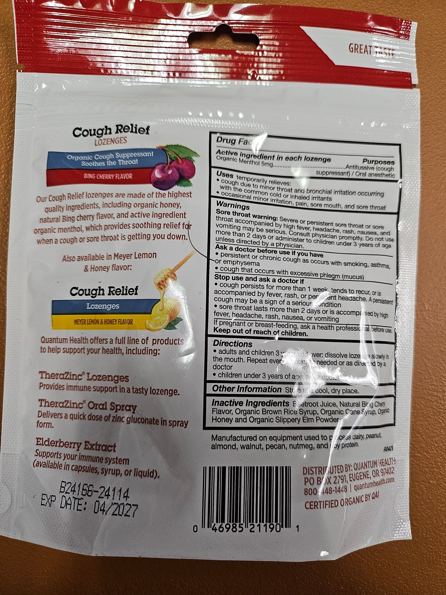 Quantum Cough Relief Lozenges Bing Cherry