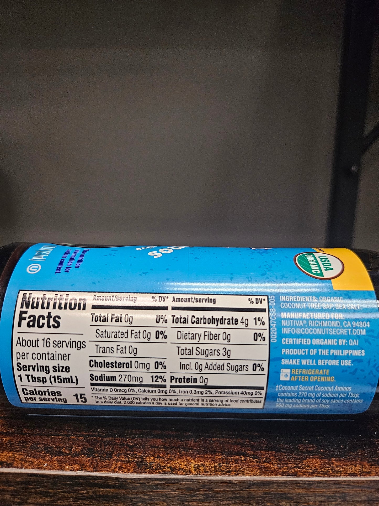 Nutiva Coconut Secret Soy Free Soy Sauce 8 oz