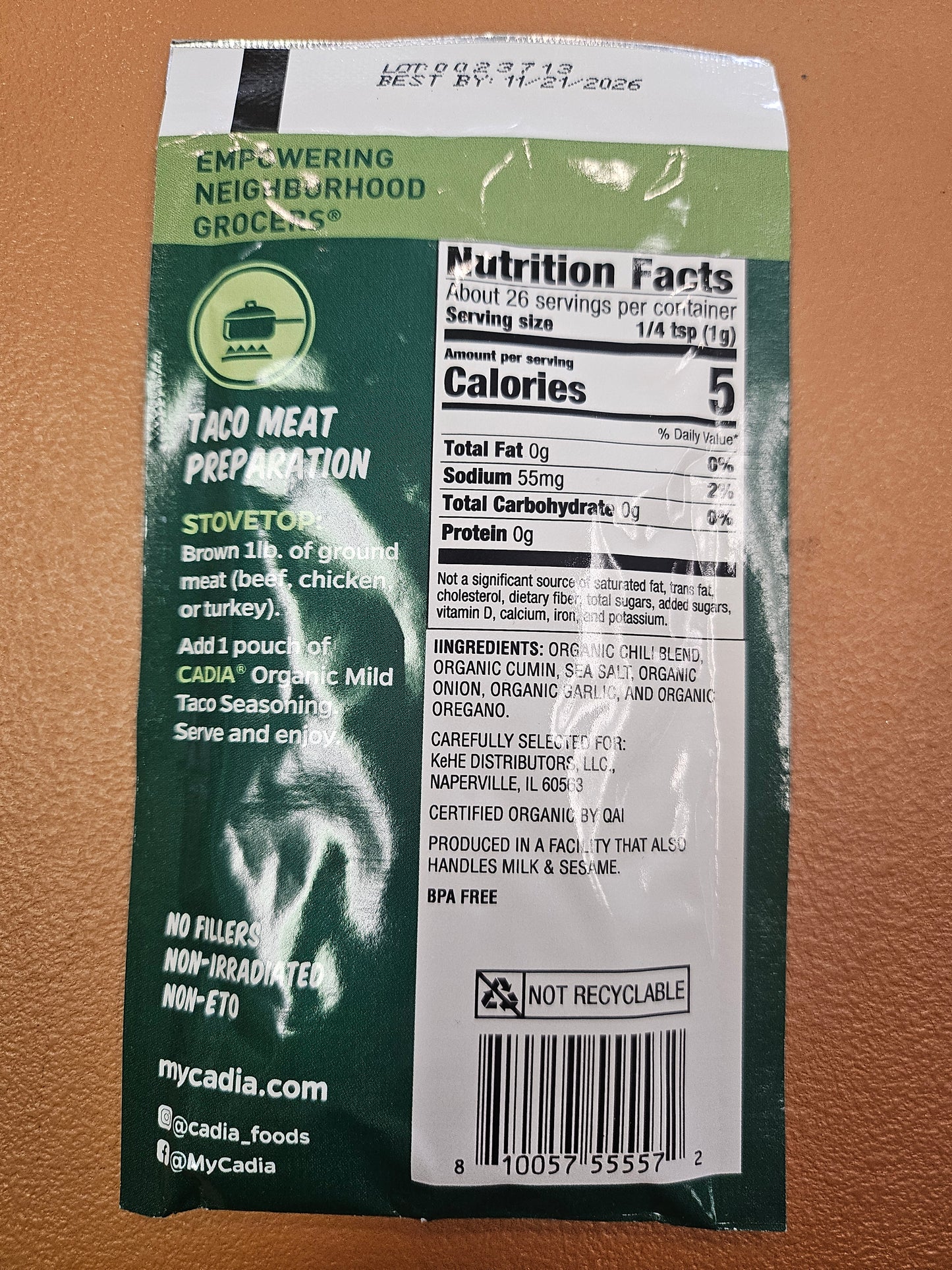 Cadia Organic Mild Taco Seasoning