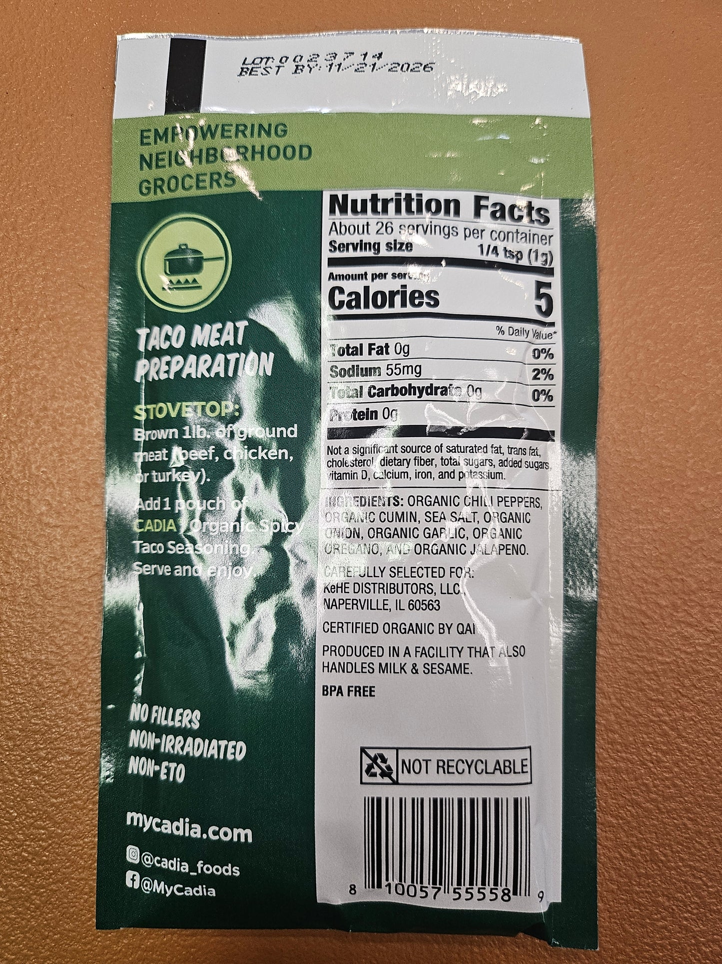 Cadia Organic Spicy Taco Seasoning