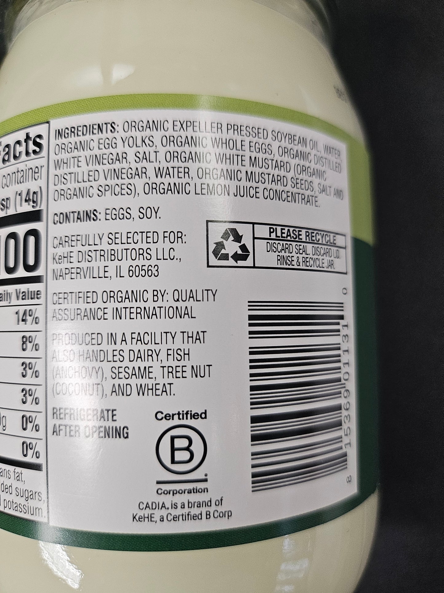 Cadia Mayonnaise Organic