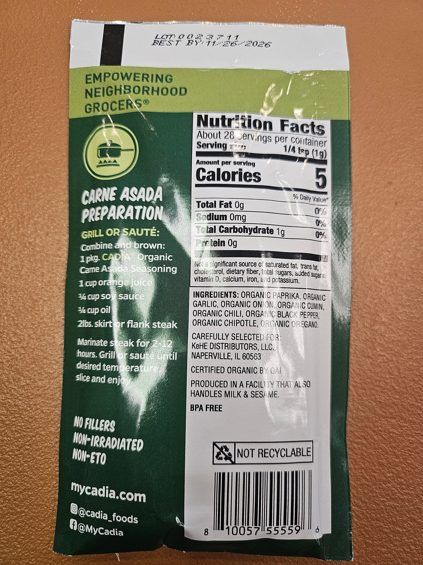 Cadia Organic Carne Asada Seasoning