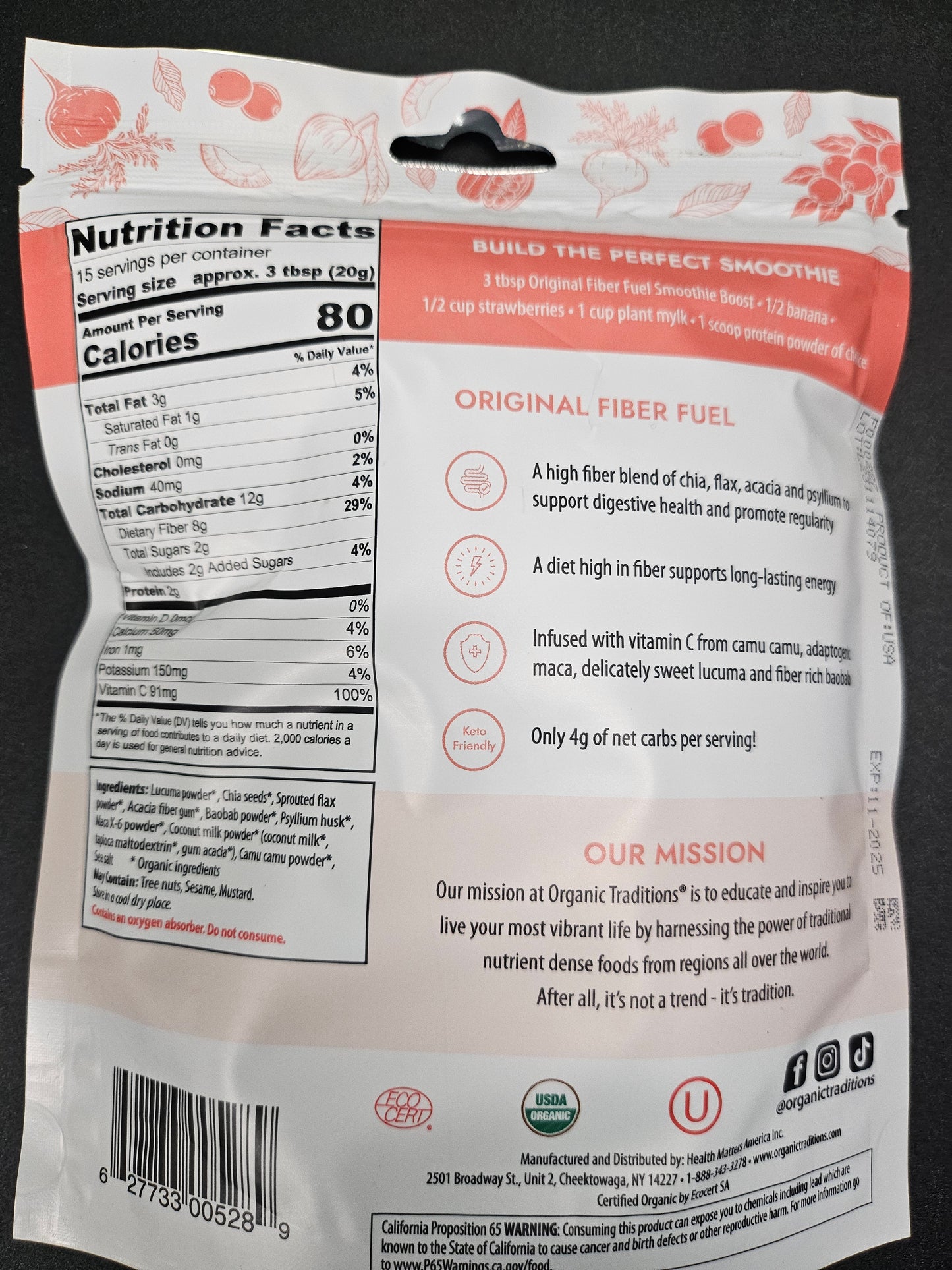 Organic Traditions FIBER Fuel Smoothie Boost