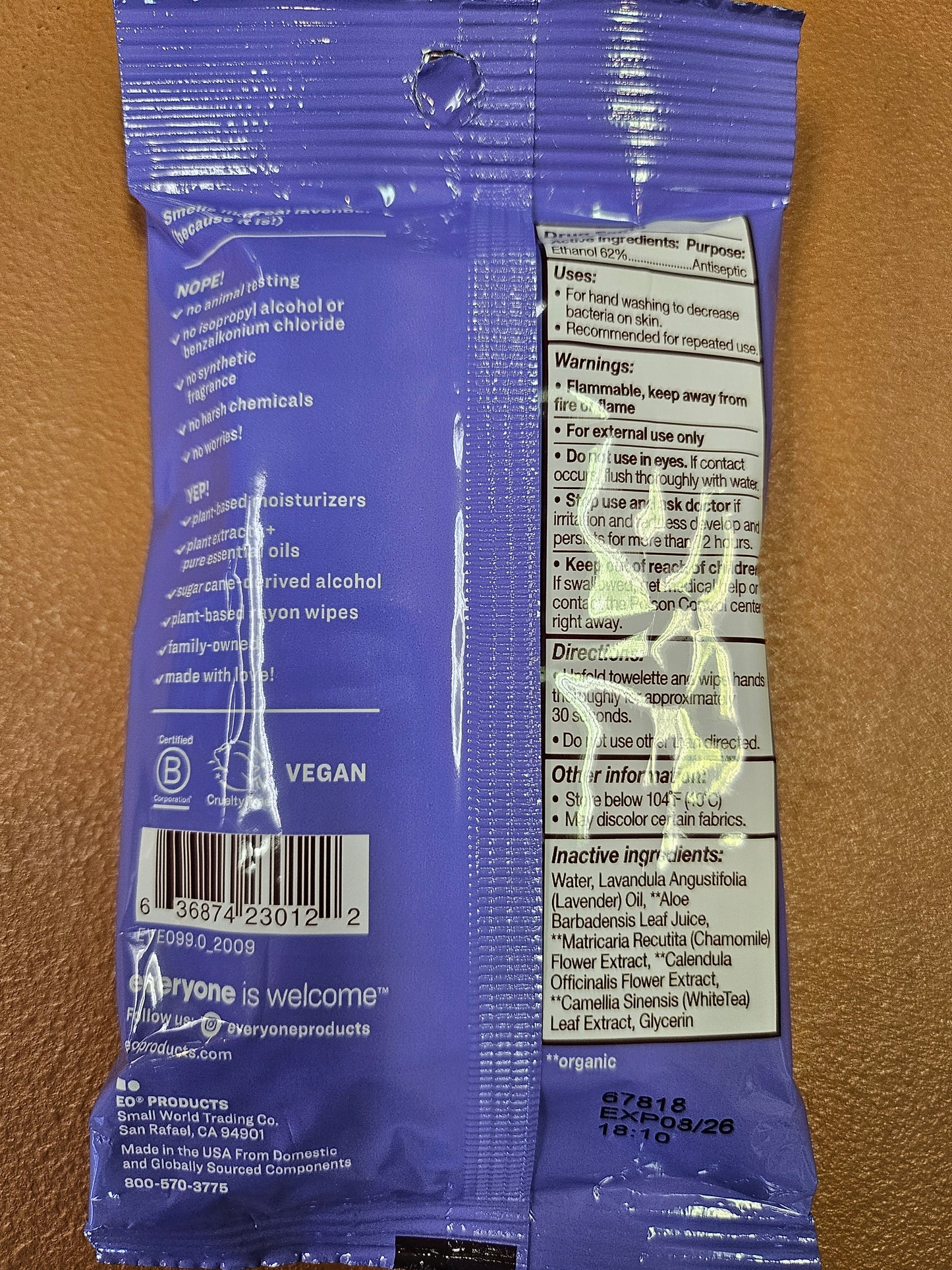 Everyone Wipes Lavender Hand Sanitzer