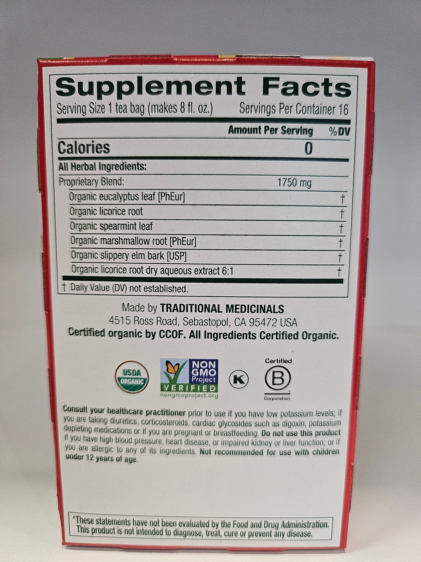 Traditional Medicinals Tea Eucalyptus Throat Coat