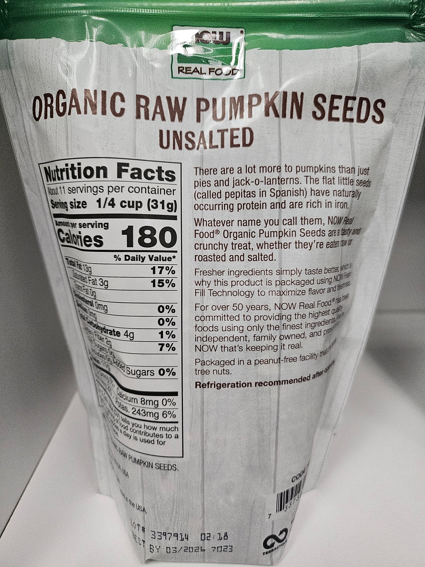 ORGANIC PUMPKIN SEEDS  12 OZ