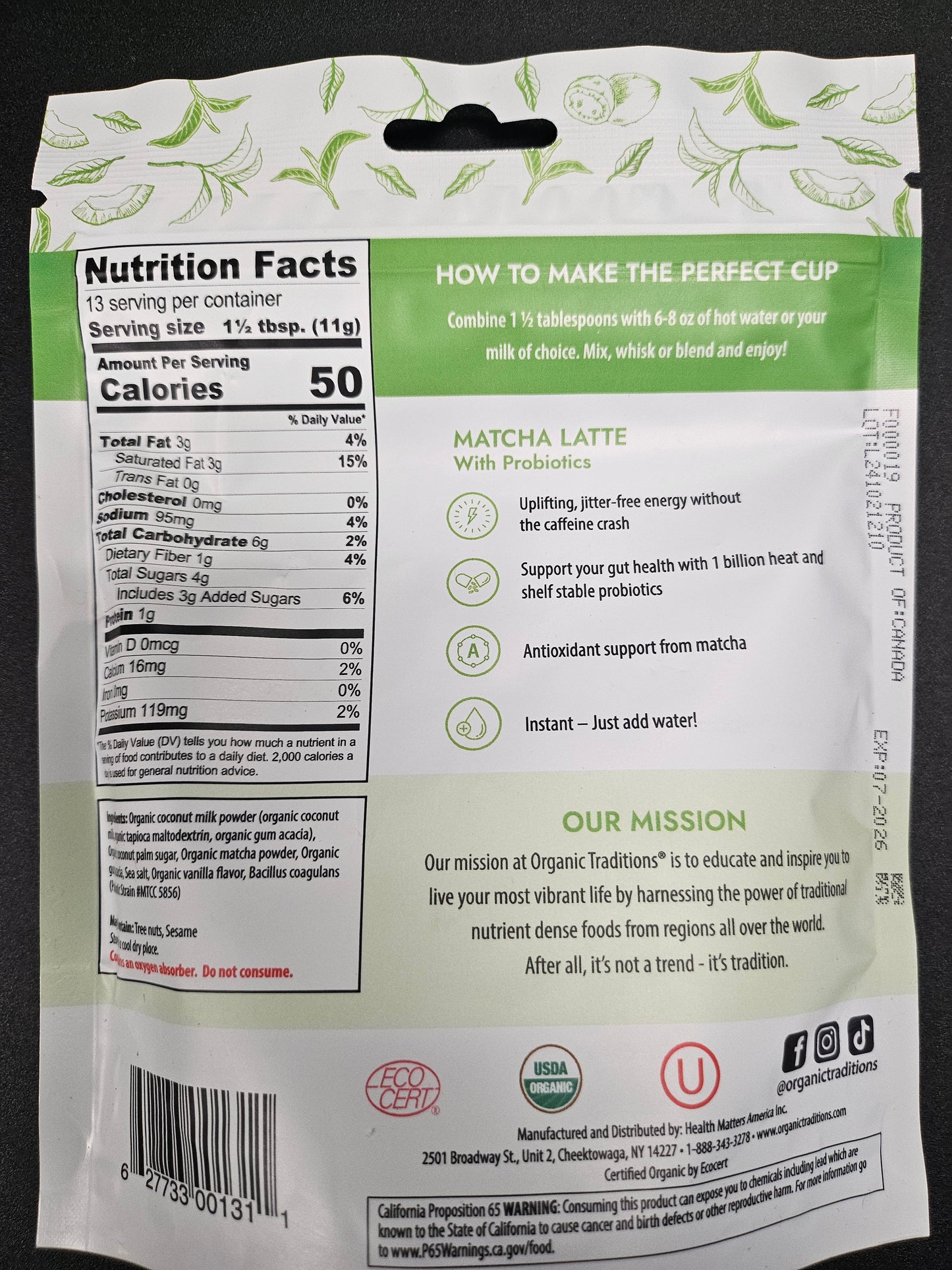 Organic Traditions Matchka Latte