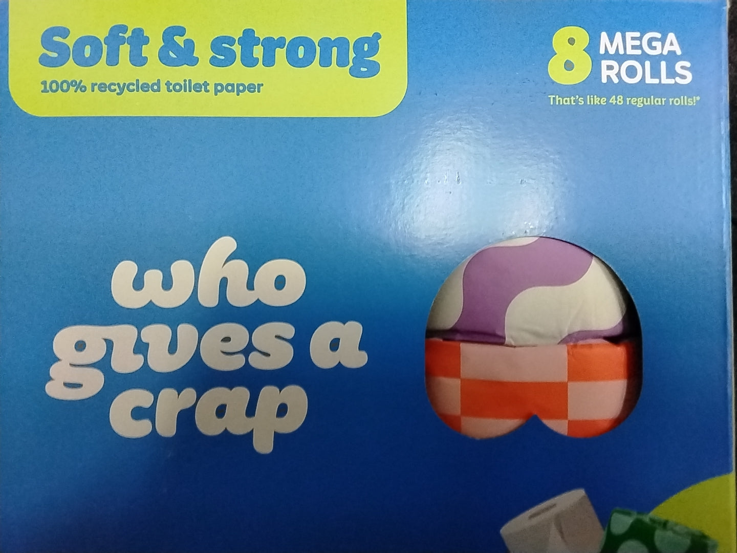 Who Gives a Crap Toilet Paper 8 Mega Rolls