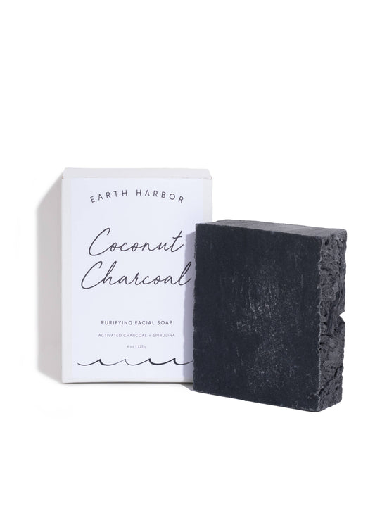COCONUT CHARCOAL Facial Soap: Superfood Spirulina +Fruit Oil