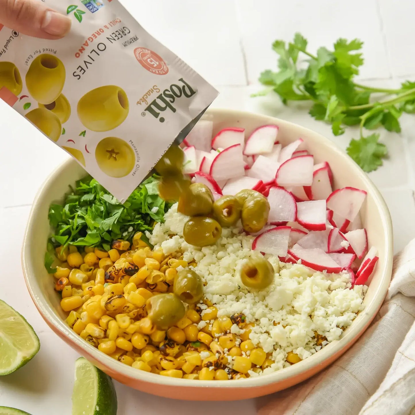 Poshi Snack - Chili & Oregano Pitted Green Olives 1.1oz/10ct