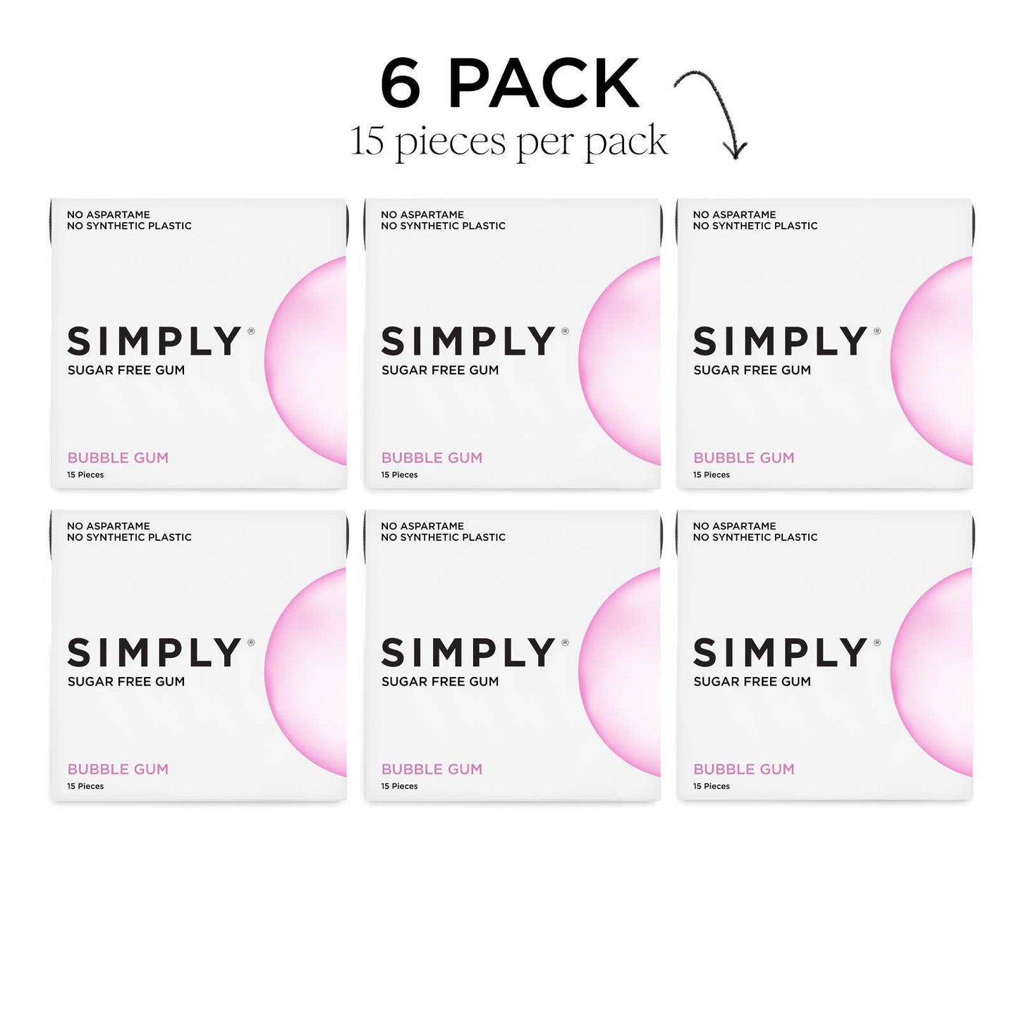 Sugar Free Bubble Gum - Natural + Plastic-Free | 6 Pack