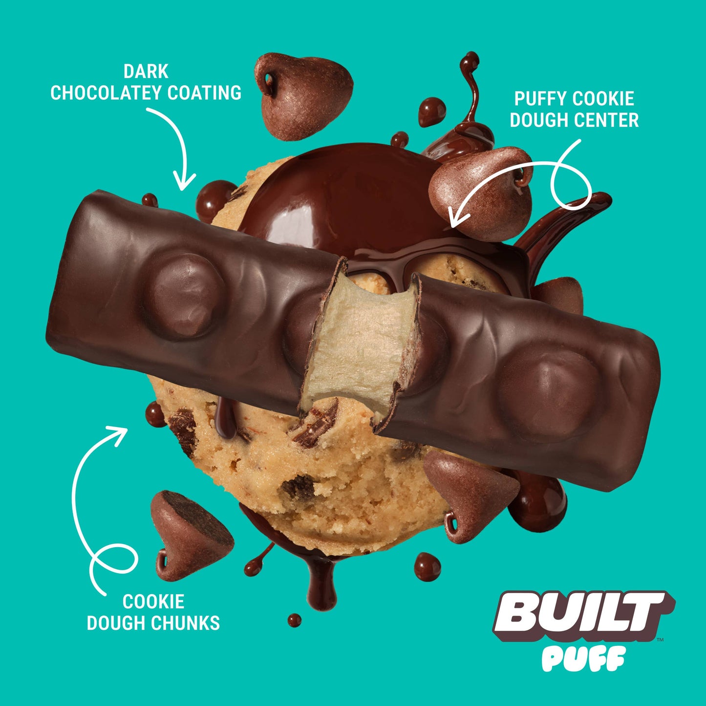 BUILT Puff Protein Bars, Cookie Dough Chunk, 12ct Box