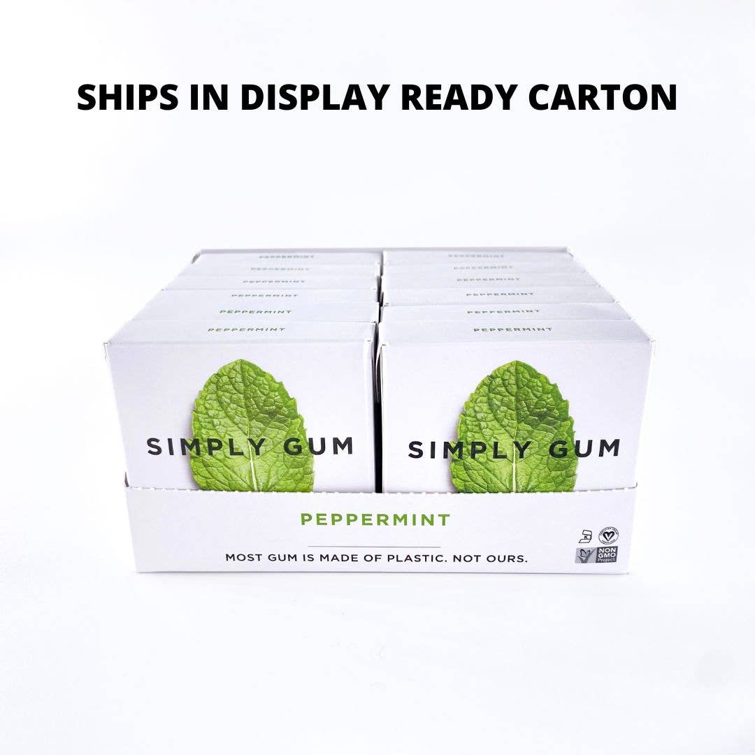 Peppermint Chewing Gum - Natural + Plastic-Free | 12 Pack