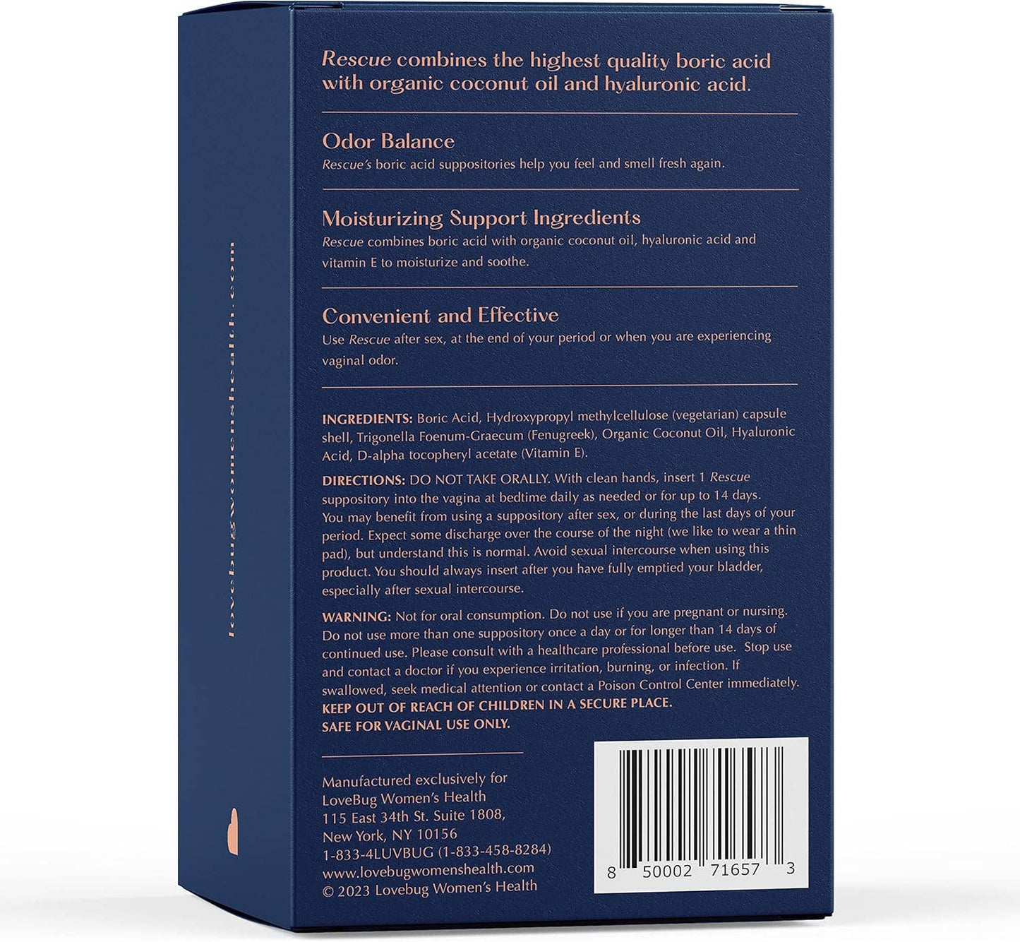 Rescue- Vaginal Boric Acid Suppositories