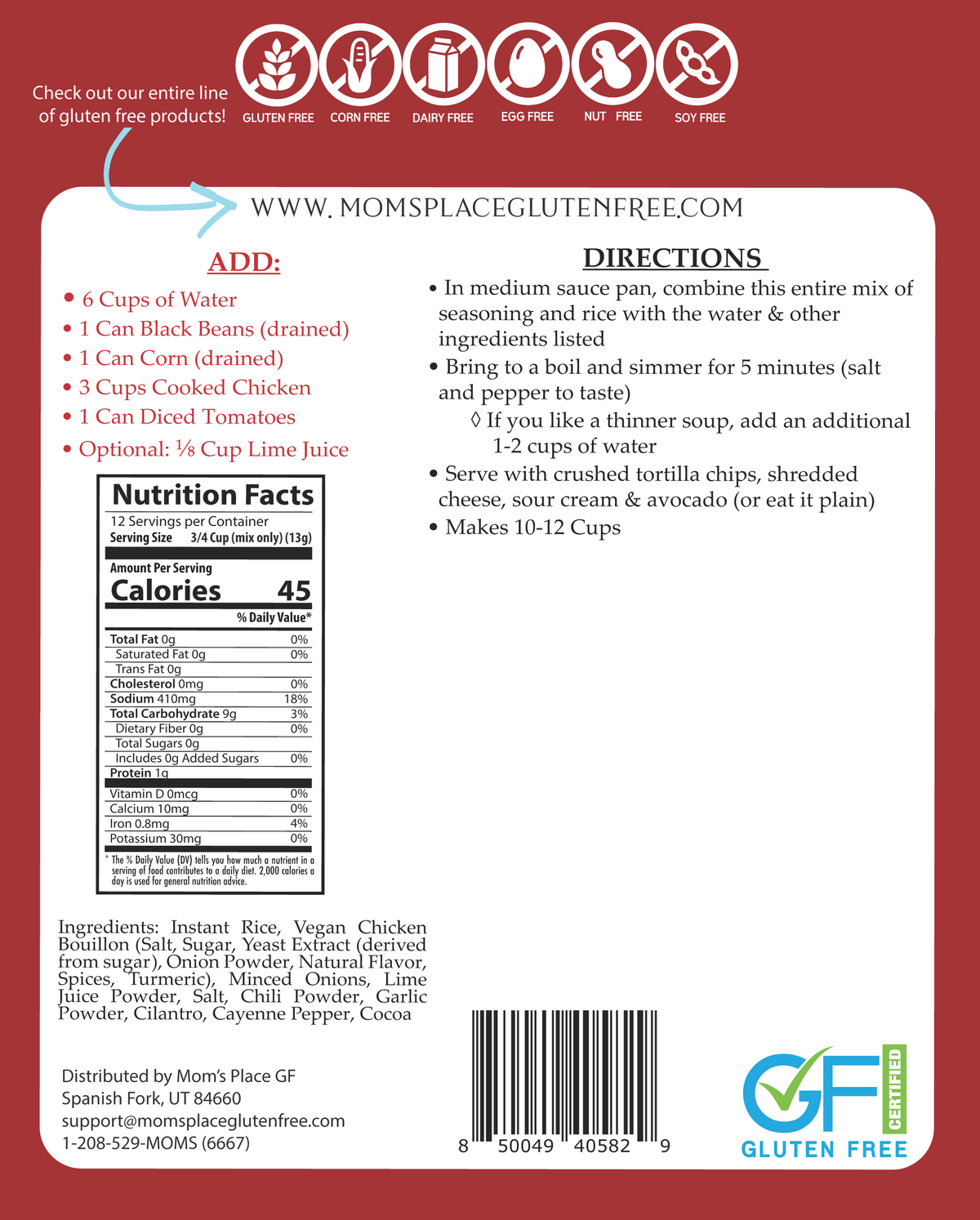 Gluten-Free Chicken Tortilla Soup Mix