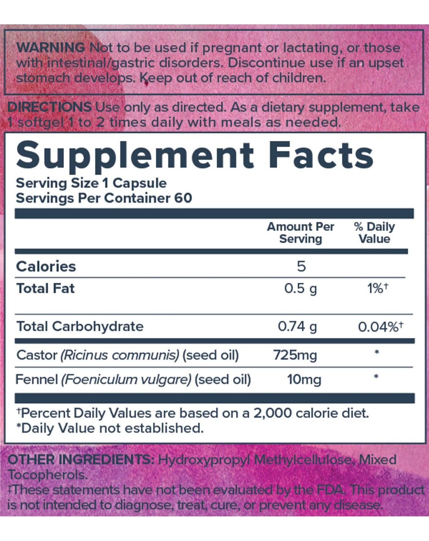 Castor Oil Capsules 60 ct: 60ct