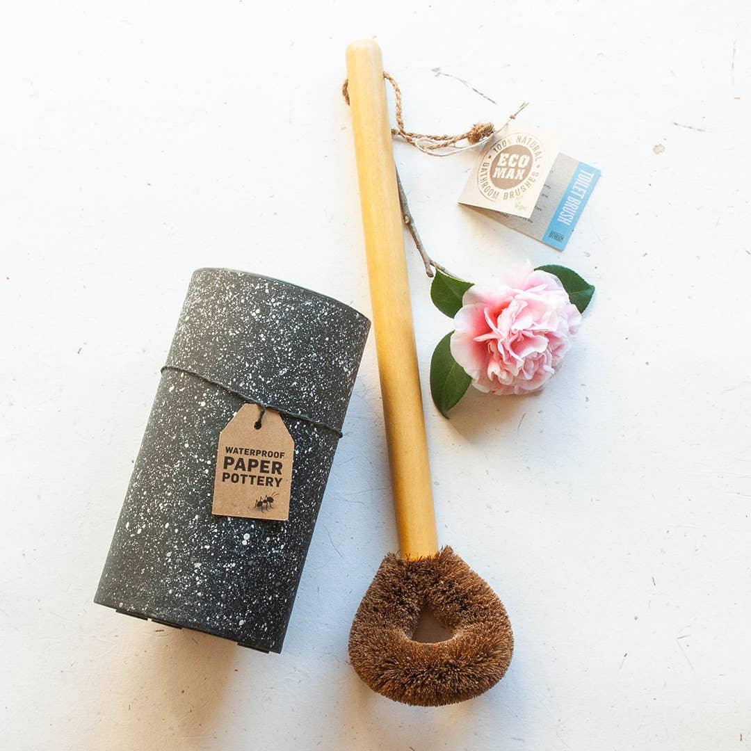 Natural Toilet Brush & Holders - 100% Plastic Free: Concrete Holder & Brush Set
