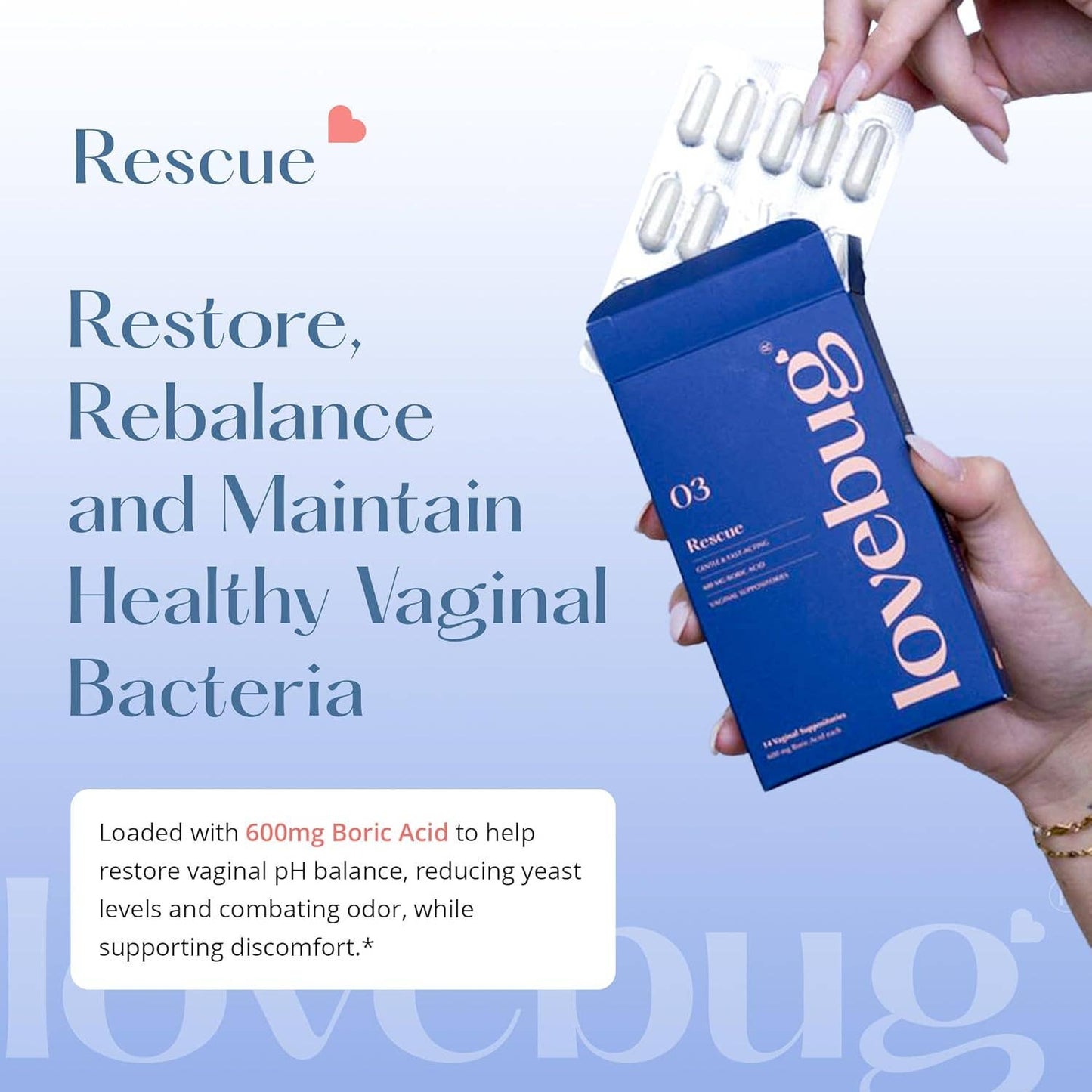 Rescue- Vaginal Boric Acid Suppositories