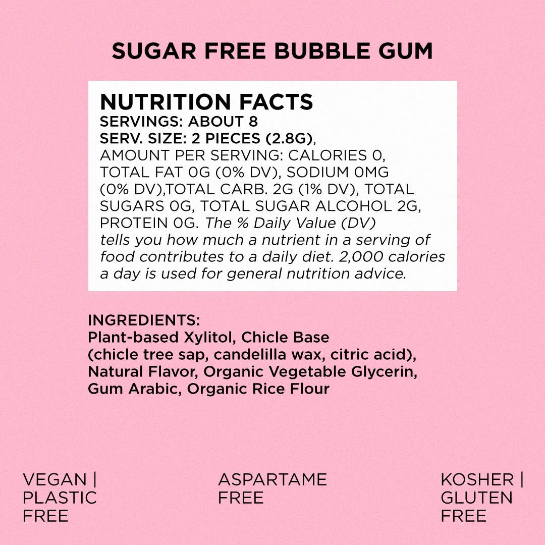 Sugar Free Bubble Gum - Natural + Plastic-Free | 6 Pack