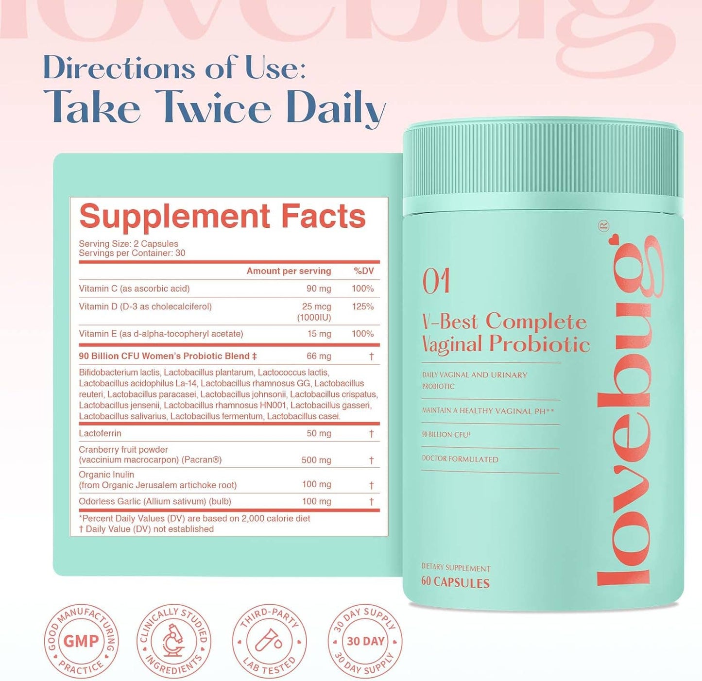 Lovebug V-Best Vaginal Probiotics - 90 Billion CFU