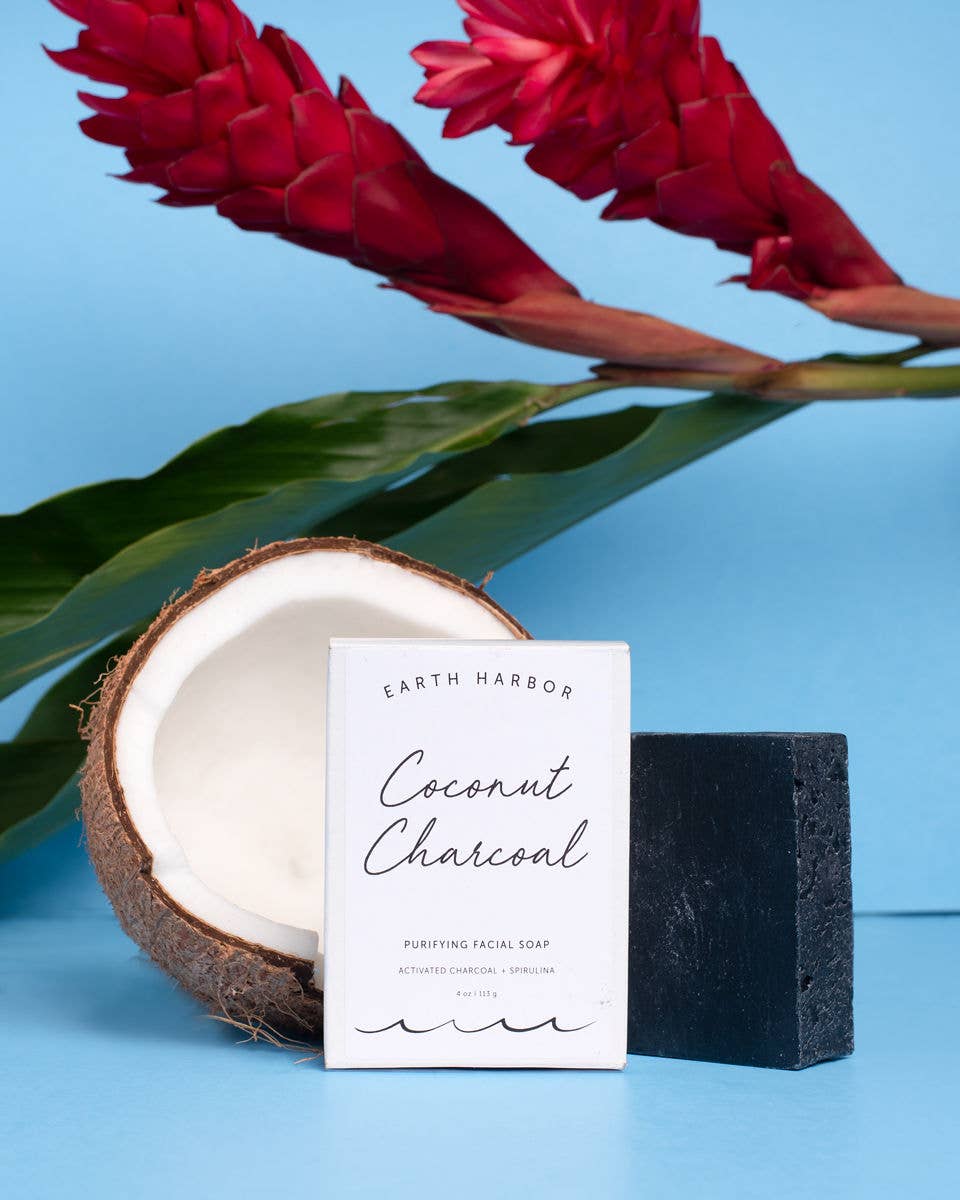 COCONUT CHARCOAL Facial Soap: Superfood Spirulina +Fruit Oil