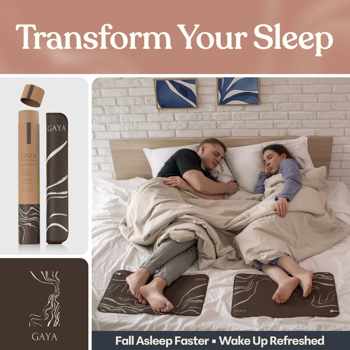 Brown Natural Flow Sleep Improving Quality Grounding Mat