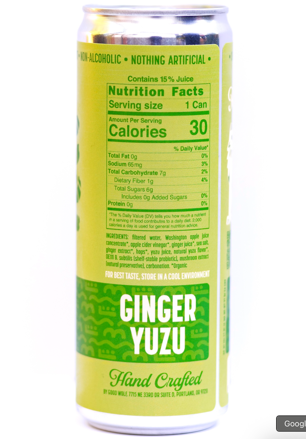 Ginger Yuzu Probiotic Soda - No Added Sugar; Hand-Crafted