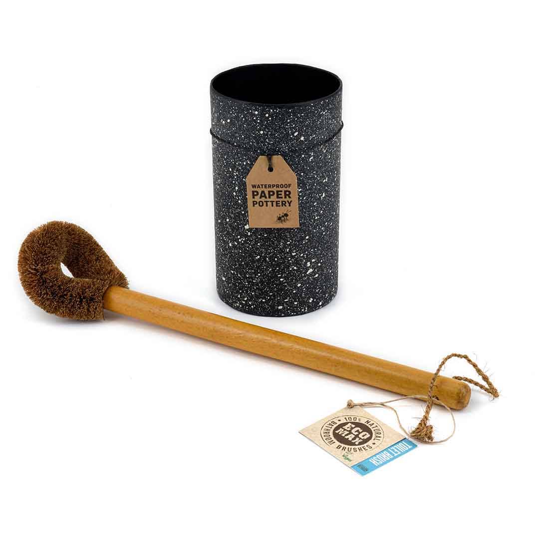 Natural Toilet Brush & Holders - 100% Plastic Free: Concrete Holder & Brush Set