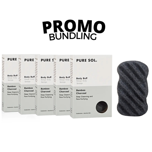 Body Buff Charcoal Body Konjac Sponge - Bundle of 5