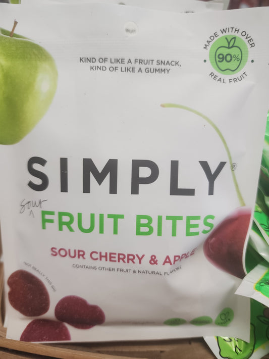 Simply sours fruit bites sour cherry and apple