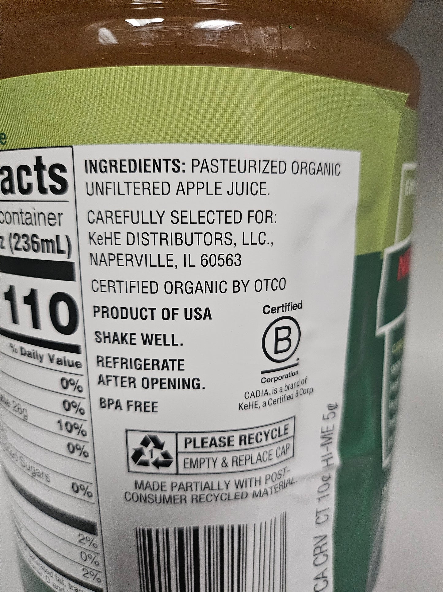 Cadia Organic Apple Juice
