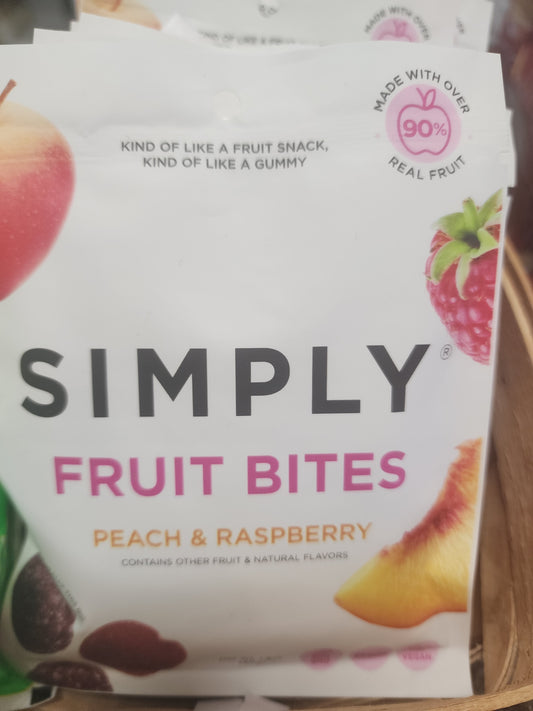Simply fruit bites peach and raspberry