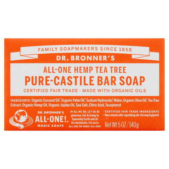 Dr Bronner's hemp tea tree pure Castile soap bar