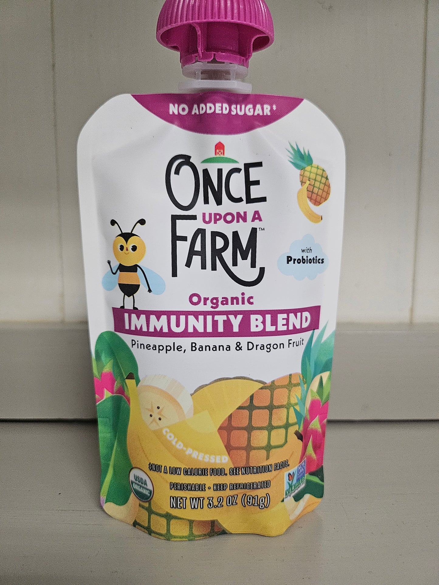 Once Upon A Farm Organic Immunity Blend Pineapple Banana Dragon Fruit